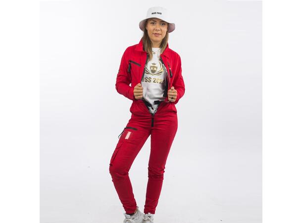 Russedress Top Gun Girl Rød S Uniform inspirert heldress med glidelås
